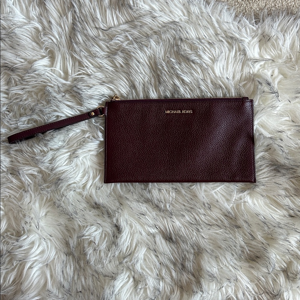 Authentic Michael Kors Burgundy Leather Wristlet